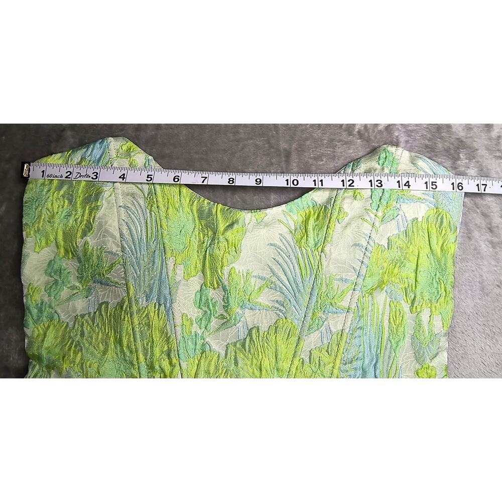 Lulus Atlia Lime Green Jacquard Bustier Mini Dress - Size L - NWT - Picture 12 of 12